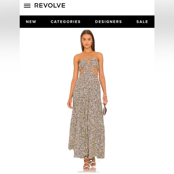 JONATHAN SIMKHAI Laurel Cut-Out Green & White Printed Maxi Dress - Size Small - Picture 9 of 16